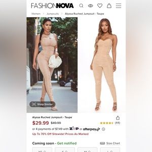 Fashion Nova Taupe Ruched Jumpsuit size small/medium (does not have size tag)